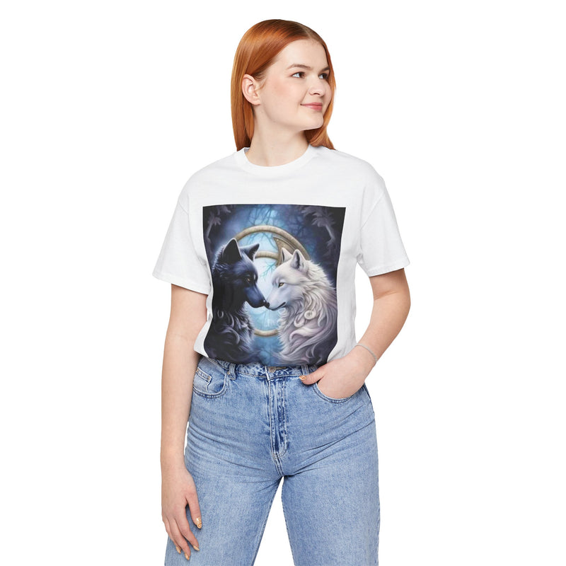 Unisex Jersey Short Sleeve Tee - Yin and Yang wolf