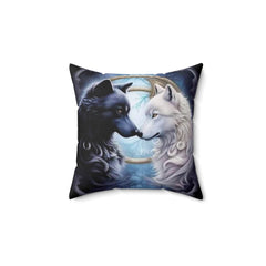 Spun Polyester Square Pillow - Yin and Yang wolf