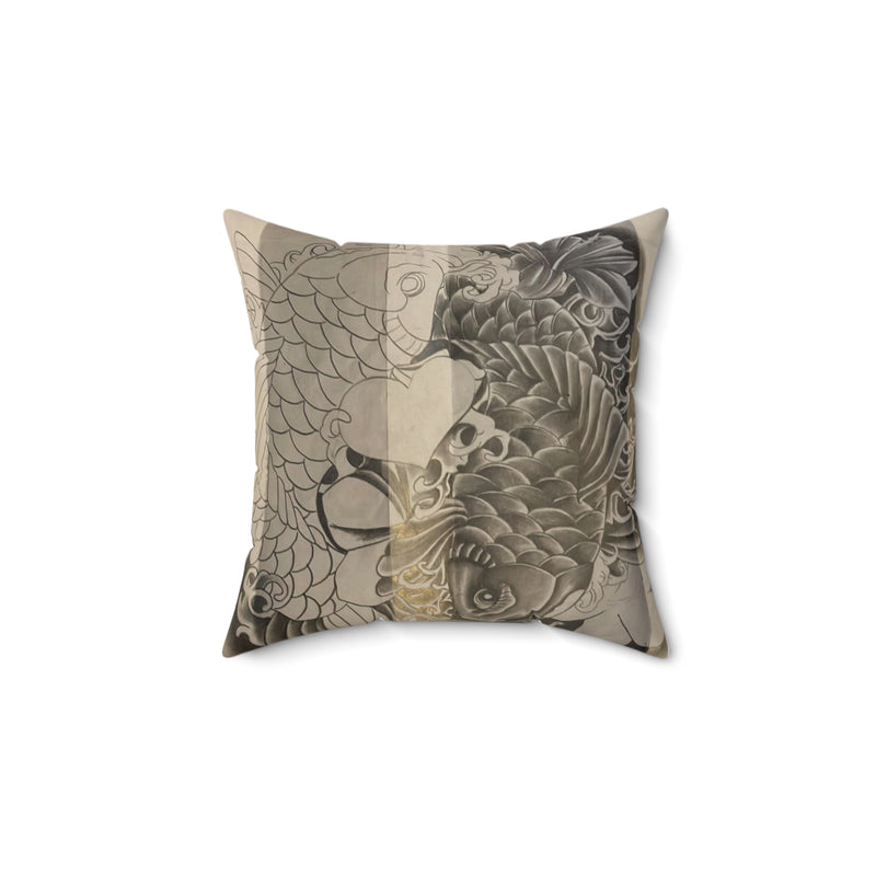 Spun Polyester Square Pillow-Coy Fish