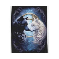 Velveteen Plush Blanket - Yin and Yang wolf