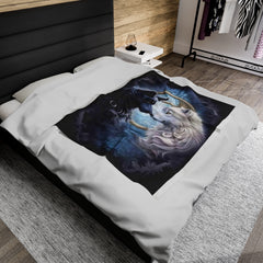 Velveteen Plush Blanket - Yin and Yang wolf