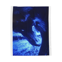 Velveteen Plush Blanket - Black Wolf in B&W