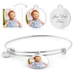 Personalized Bangle Bracelet - You Personalize- Circle