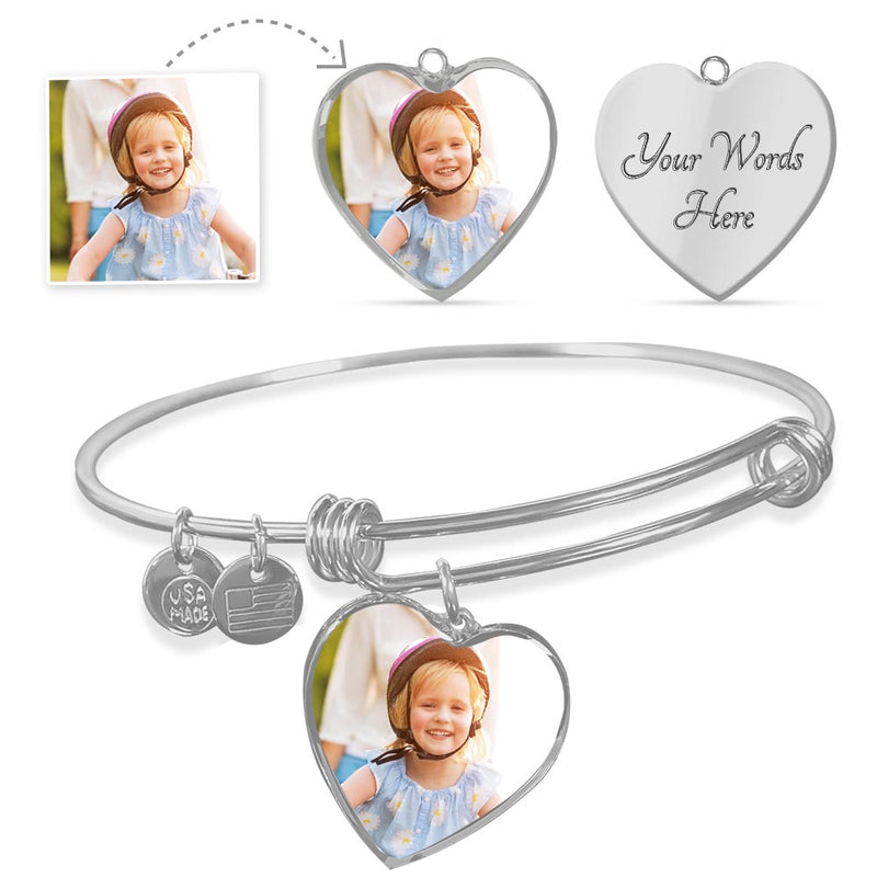 Personalized Bangle Bracelet - You Personalize - Heart